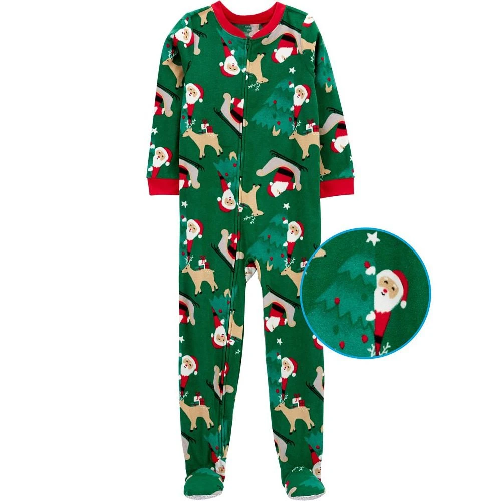 商品Carter's|Big Kids One-Piece Santa Fleece Footie Pajama,价格¥67,第2张图片详细描述