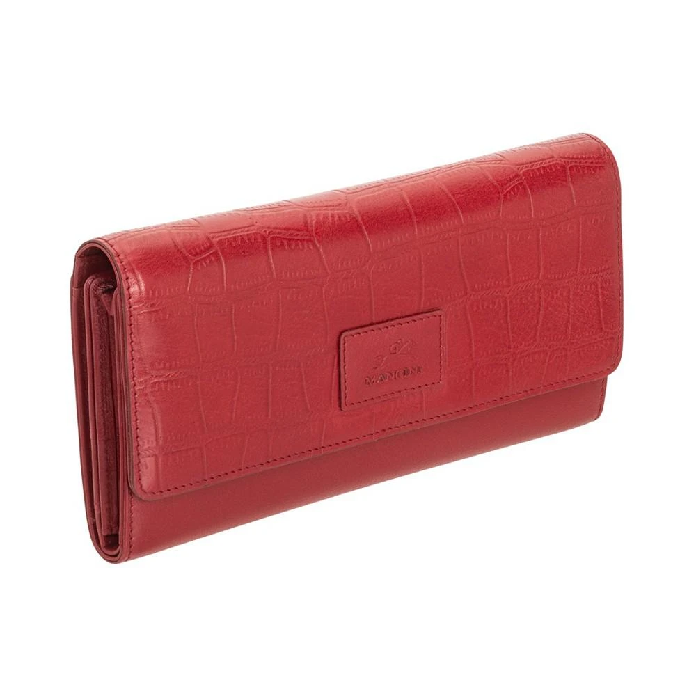 商品Mancini Leather Goods|Women's Croco Collection RFID Secure Quadruple Fold Wallet,价格¥490,第2张图片详细描述