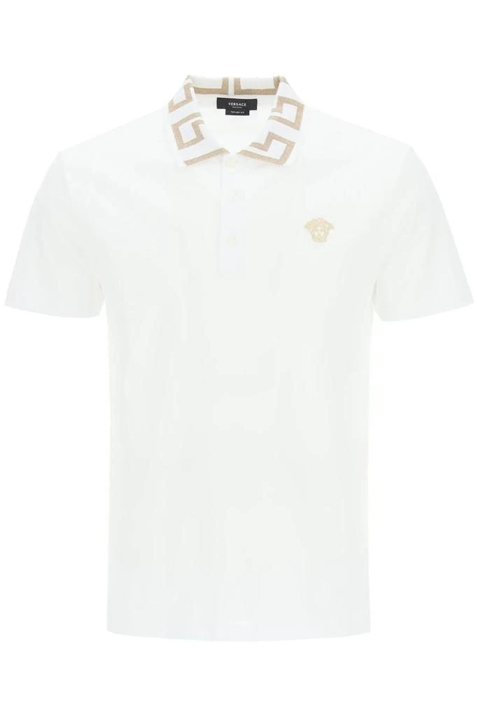 商品Versace|Versace taylor fit polo shirt with greca collar,价格¥2201,第1张图片