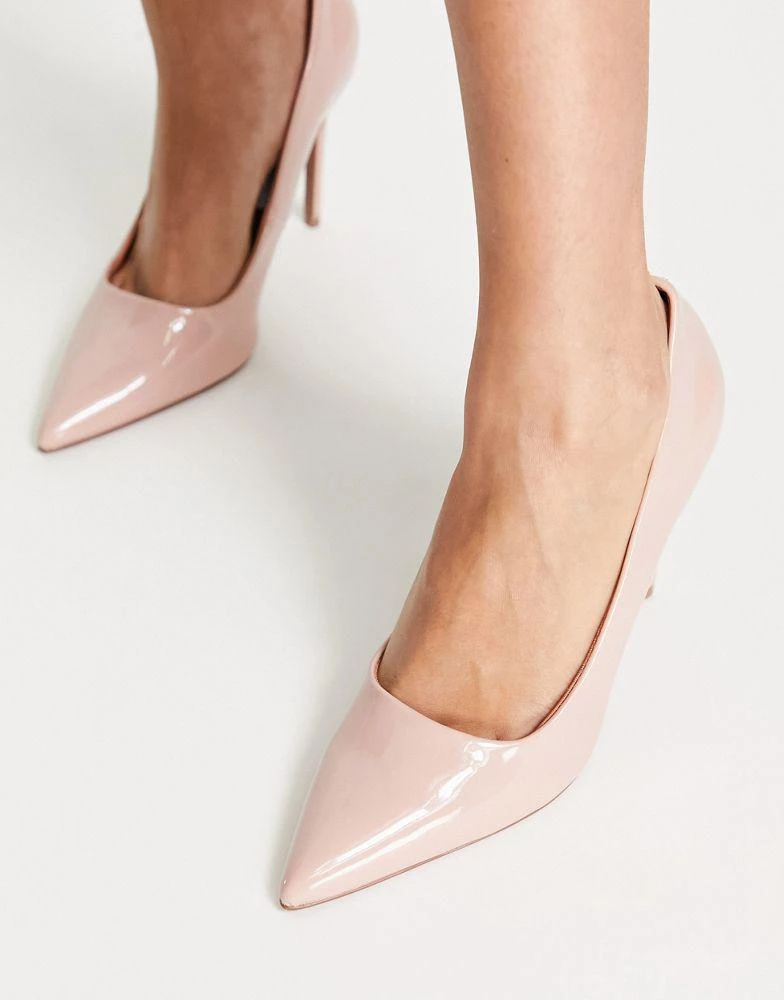 商品ASOS|ASOS DESIGN Penza pointed high heeled court shoes in beige patent,价格¥178,第4张图片详细描述