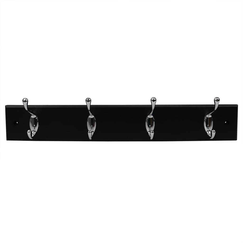 商品Home Basics|Home Basics 4 Double Hook Wall Mounted Hanging Rack, Black,价格¥150,第1张图片