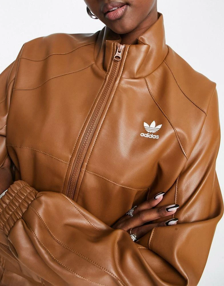 商品Adidas|adidas Originals 'centre stage' faux leather jacket in brown,价格¥944,第2张图片详细描述
