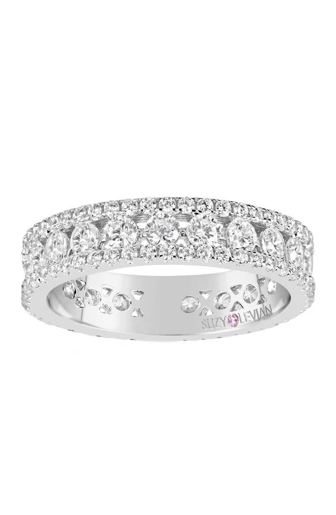 商品Suzy Levian|White Three Row Modern Eternity Band Ring,价格¥745,第2张图片详细描述