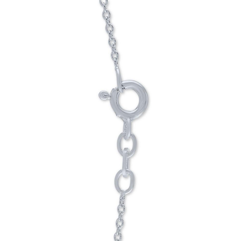 Diamond Accent Horizontal Bar 18" Pendant Necklace in Sterling Silver商品第4张图片规格展示