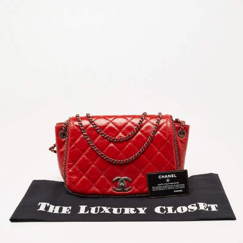Chanel Red Leather Chain Around Flap Shoulder Bag 商品