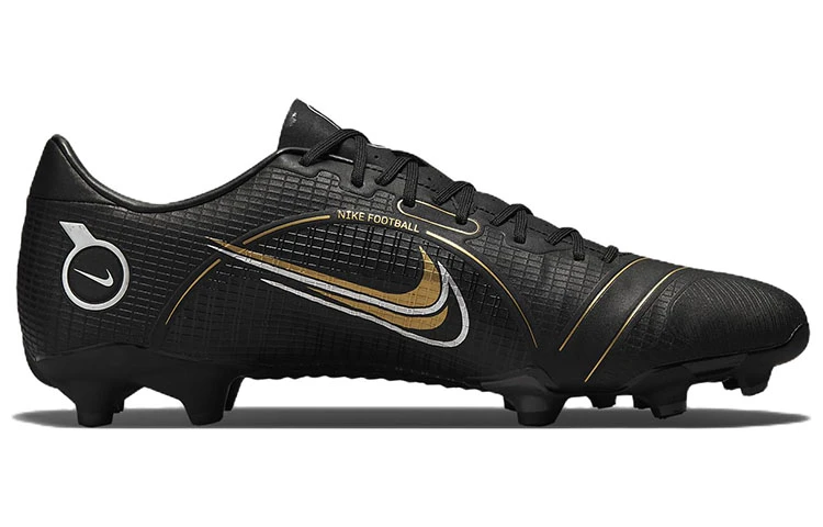 商品[国内直发] NIKE|Mercurial Vapor 14 刺客 14 Academy 圆头徽标 FG（胶质长钉） 天然草地 皮革 防滑耐磨包裹性支撑 足球鞋 男款 黑金,价格¥1111,第3张图片详细描述