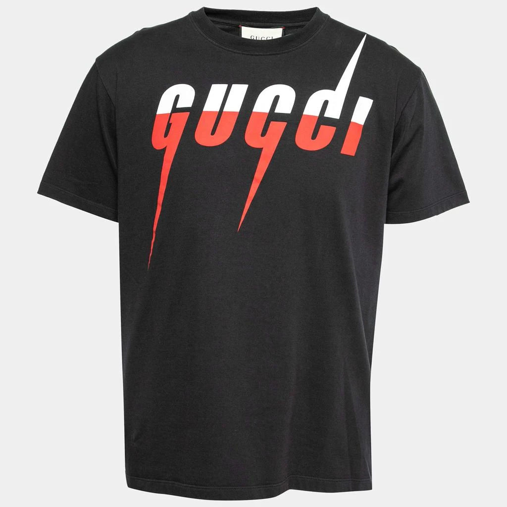 商品[二手商品] Gucci|Gucci Black Cotton Blade Logo Print T-Shirt S,价格¥2779,第1张图片