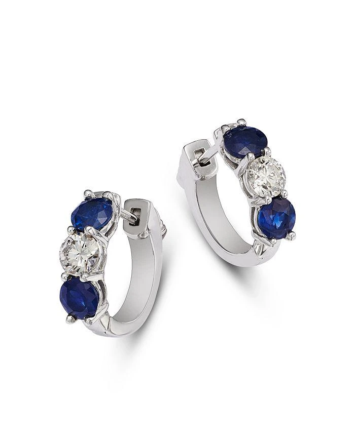 商品Bloomingdale's Fine Collection|14K White Gold Sapphire & Diamond Hoop Earrings,价格¥17395,第1张图片详细描述