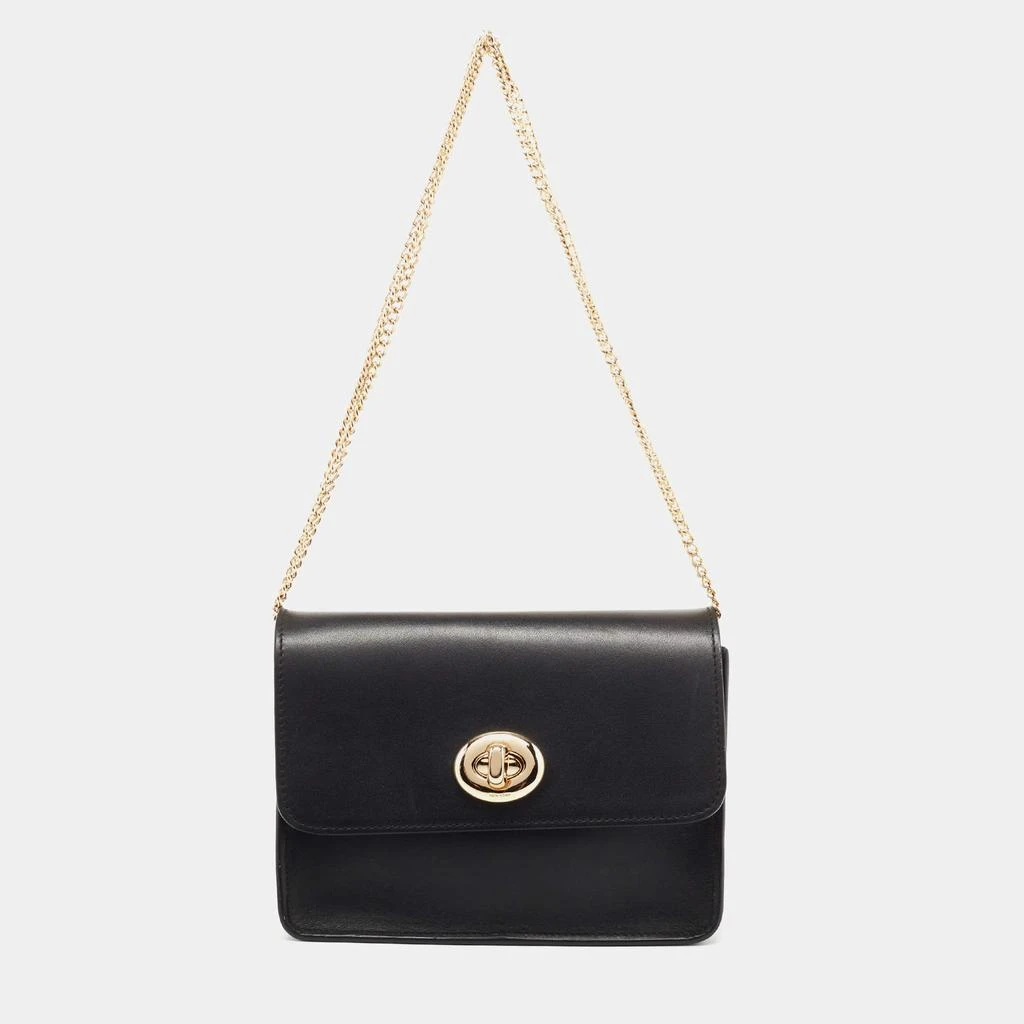商品[二手商品] Coach|Coach Black Leather Turnlock Chain Crossbody Bag ,价格¥1564,第1张图片
