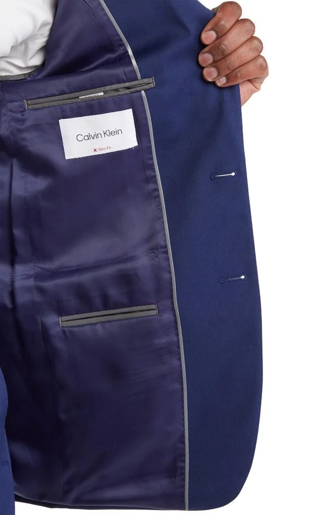 商品Calvin Klein|Mabry Blue Sharkskin Two Button Notch Lapel Slim Fit Suit,价格¥1784,第3张图片详细描述