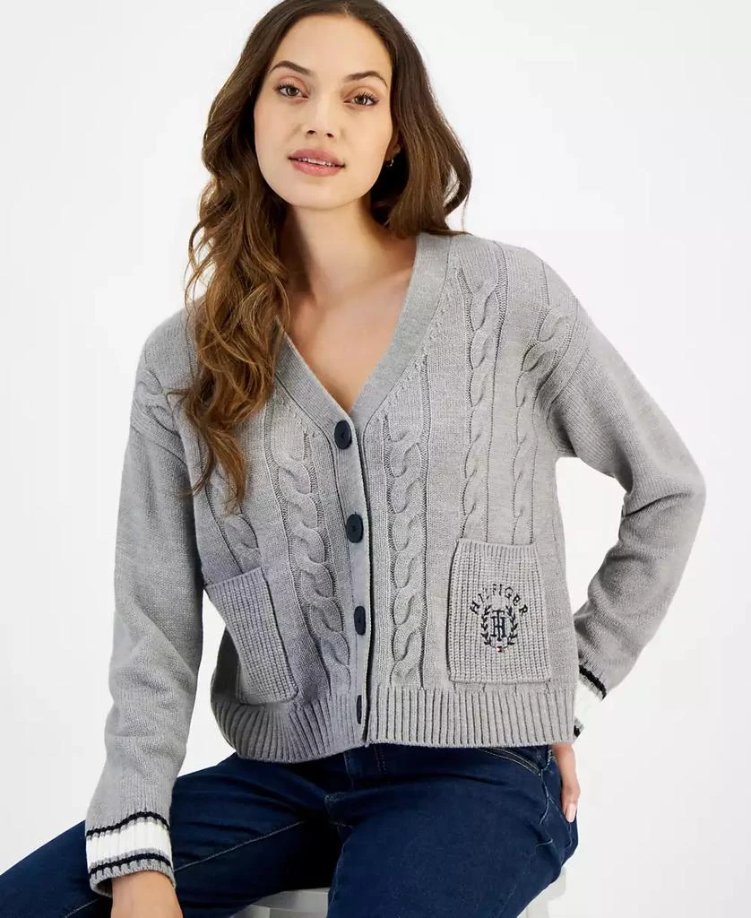 商品Tommy Hilfiger|Women's Cable Knit Front Button Cardigan,价格¥201,第1张图片
