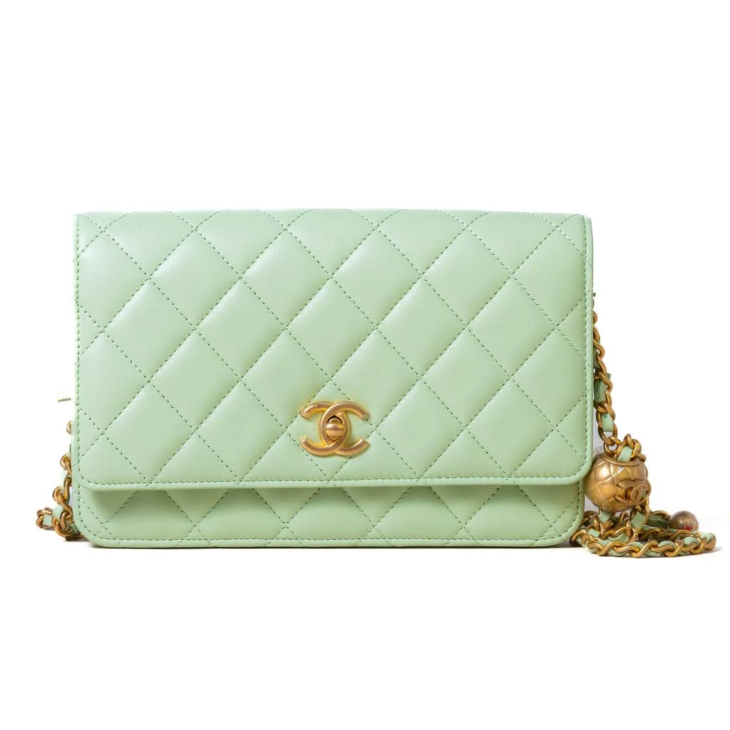 商品Chanel|Chanel Mini Wallet On Chain Pearl Crush Lambskin Light Green,价格¥37235,第1张图片