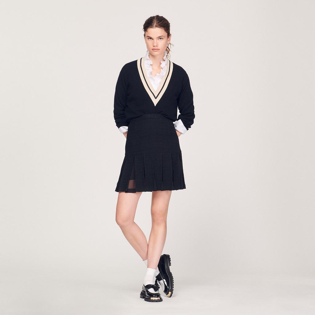 商品Sandro|Pleated tweed skirt,价格¥2196,第1张图片
