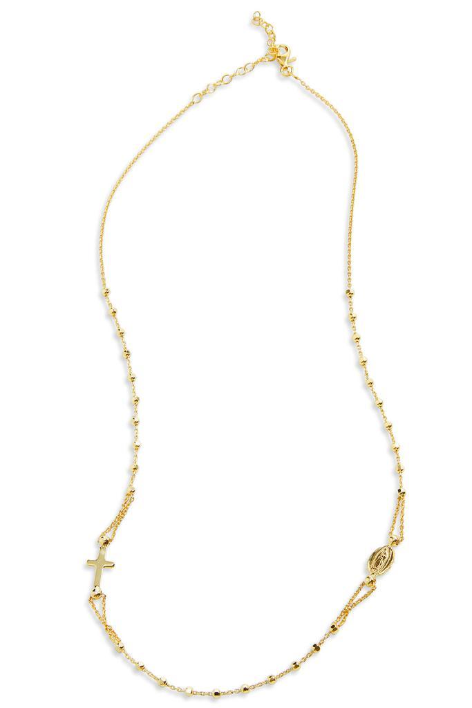 商品Savvy Cie Jewels|Italian 18K Gold Plated Cross And Saint Necklace,价格¥591,第1张图片
