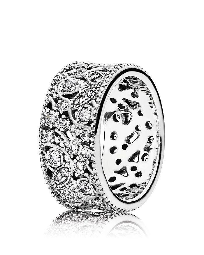 商品PANDORA|Sterling Silver & Cubic Zirconia Shimmering Leaves Ring,价格¥779,第1张图片