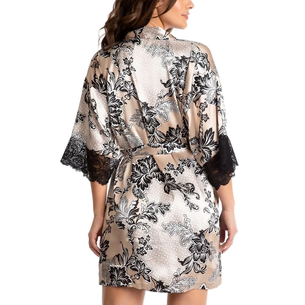 商品Linea Donatella|Women's Kaoru Satin Lace-Trim Robe,价格¥178,第2张图片详细描述