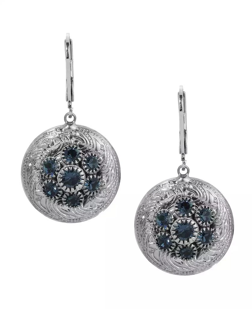 商品2028|Silver-Tone Crystal Round Drop Earrings,价格¥282,第2张图片详细描述