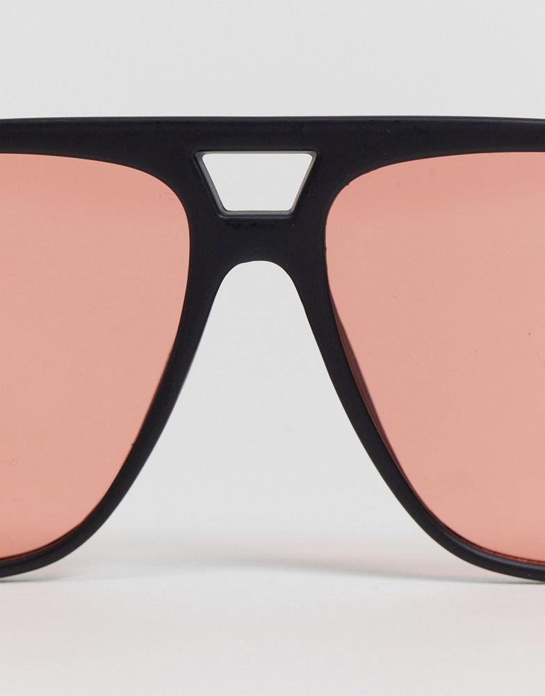 商品ASOS|ASOS DESIGN 70s aviator sunglasses in black with red lens,价格¥95,第5张图片详细描述