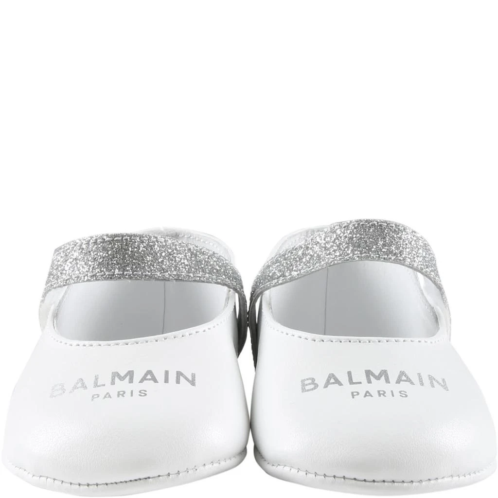 商品Balmain|Balmain White Flats For Baby Girl With Silver Logo,价格¥1494,第2张图片详细描述