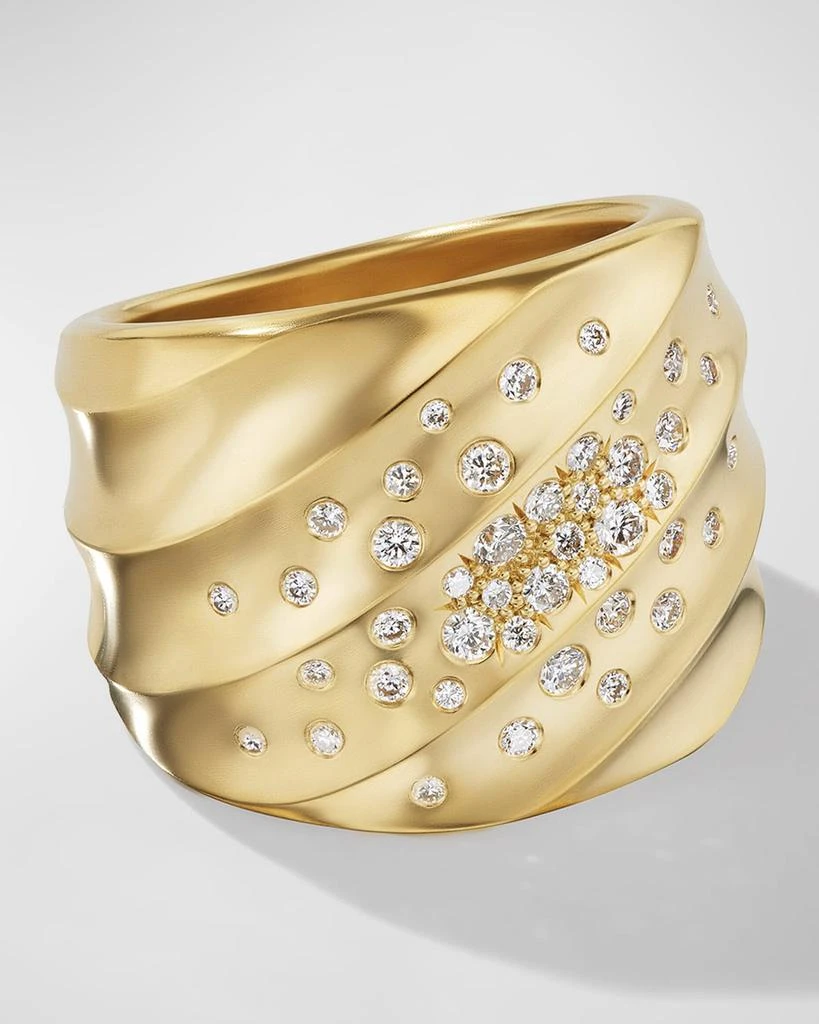 商品David Yurman|Cable Edge Saddle Ring with Diamonds in 18K Gold, 18.8mm, Size 8,价格¥42755,第1张图片