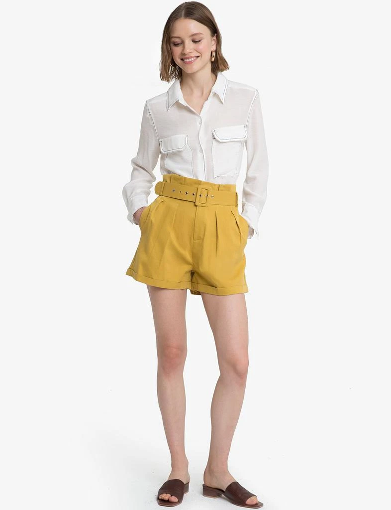 商品Pixie Market|Sam Mustard Paperbag Waist Shorts,价格¥843,第1张图片
