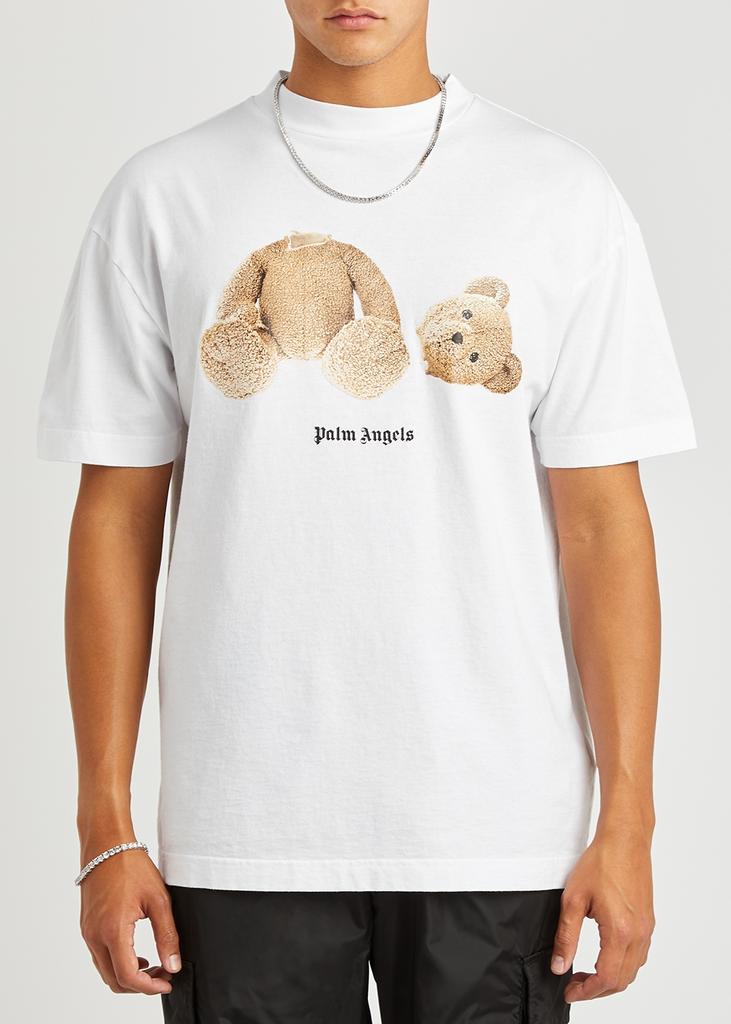 White bear-print cotton T-shirt商品第2张图片规格展示