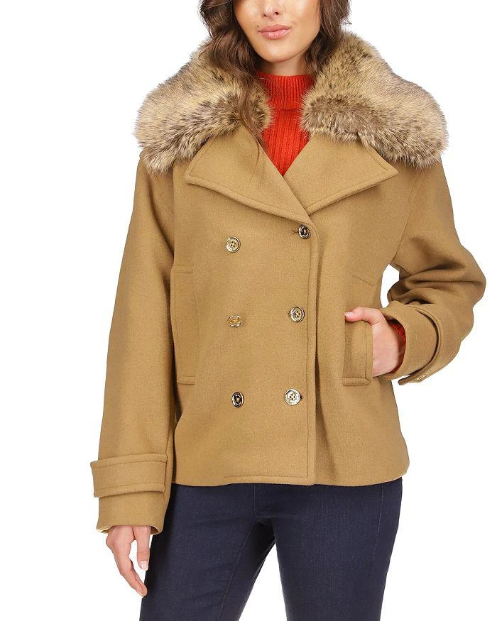 商品Michael Kors|Faux Fur Trim Collar Peacoat,价格¥2184,第1张图片详细描述