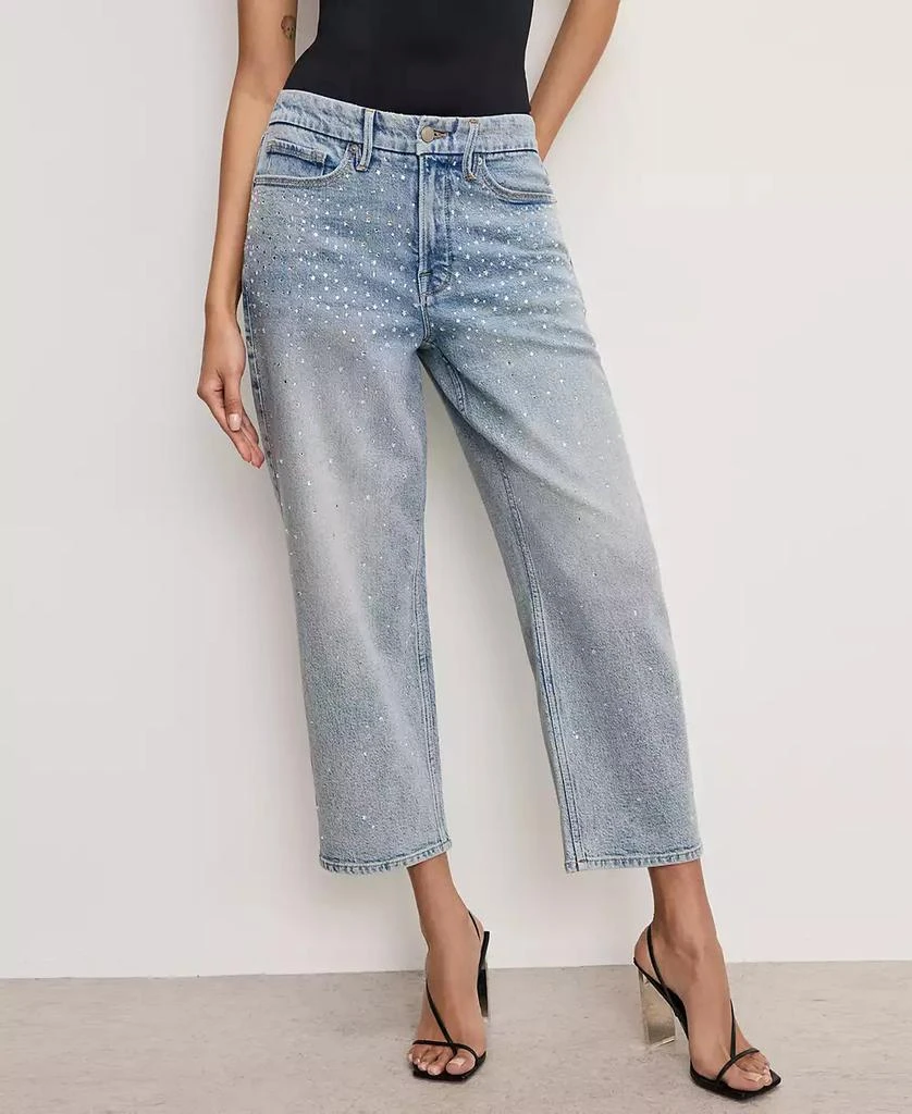 商品Good American|Women's Crystal Stars Good 90s Cropped Jeans,价格¥1696,第1张图片