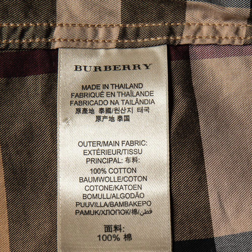 Buberry Brit Brown Checkered Cotton Button Front Long Sleeve Shirt S 商品