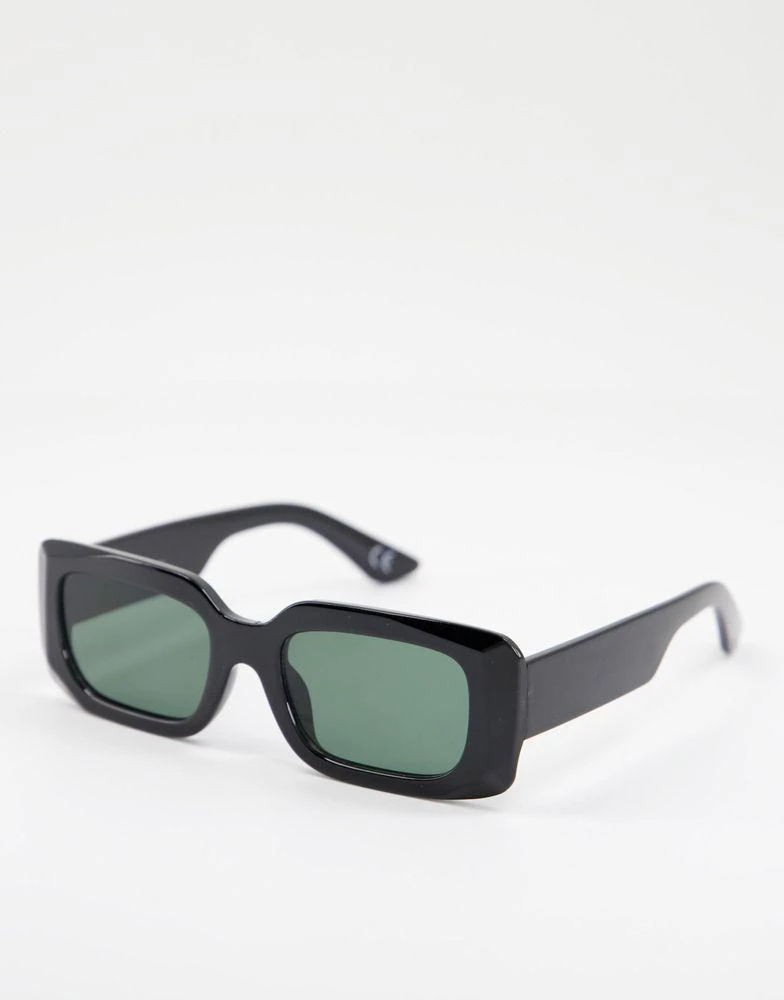 商品ASOS|ASOS DESIGN frame bevel detail mid square sunglasses  in shiny black  - BLACK,价格¥44,第1张图片