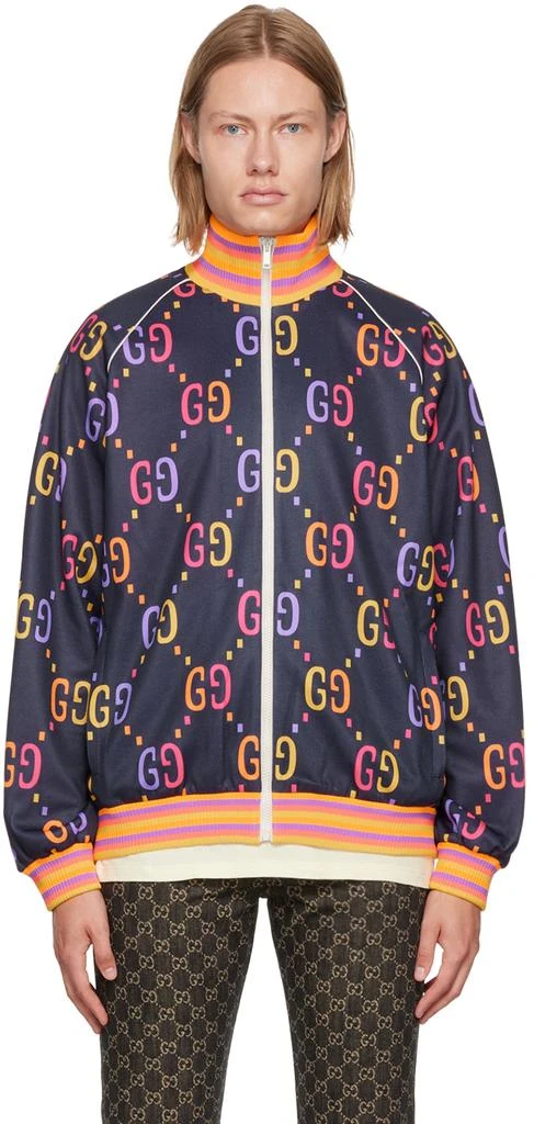 商品Gucci|海军蓝 Jumbo GG 夹克,价格¥20798,第1张图片