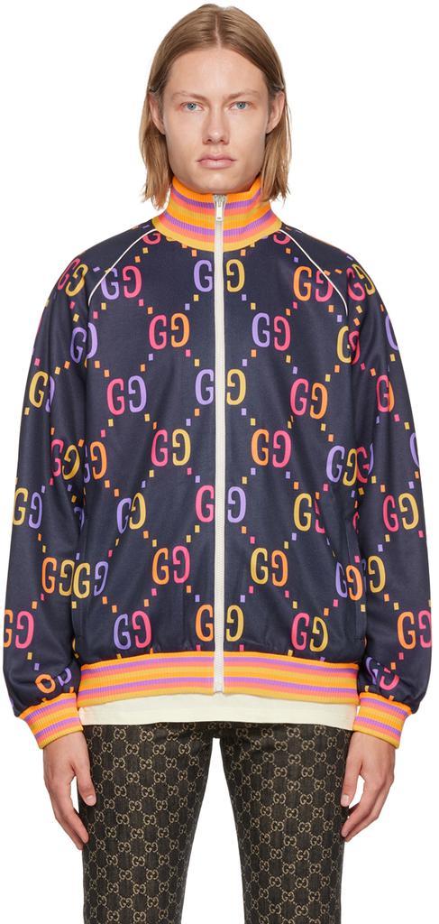 商品Gucci|海军蓝 Jumbo GG 夹克,价格¥19437,第1张图片