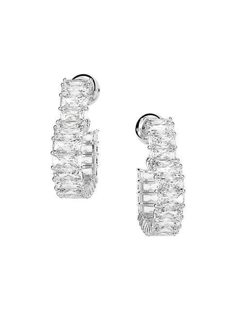 Matrix Rhodium-Plated & Crystal Small Heart Hoop Earrings商品第3张图片规格展示
