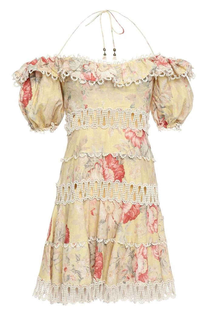 商品Zimmermann|Cutout floral-print linen and cotton-blend halterneck 迷你连衣裙,价格¥1275,第1张图片