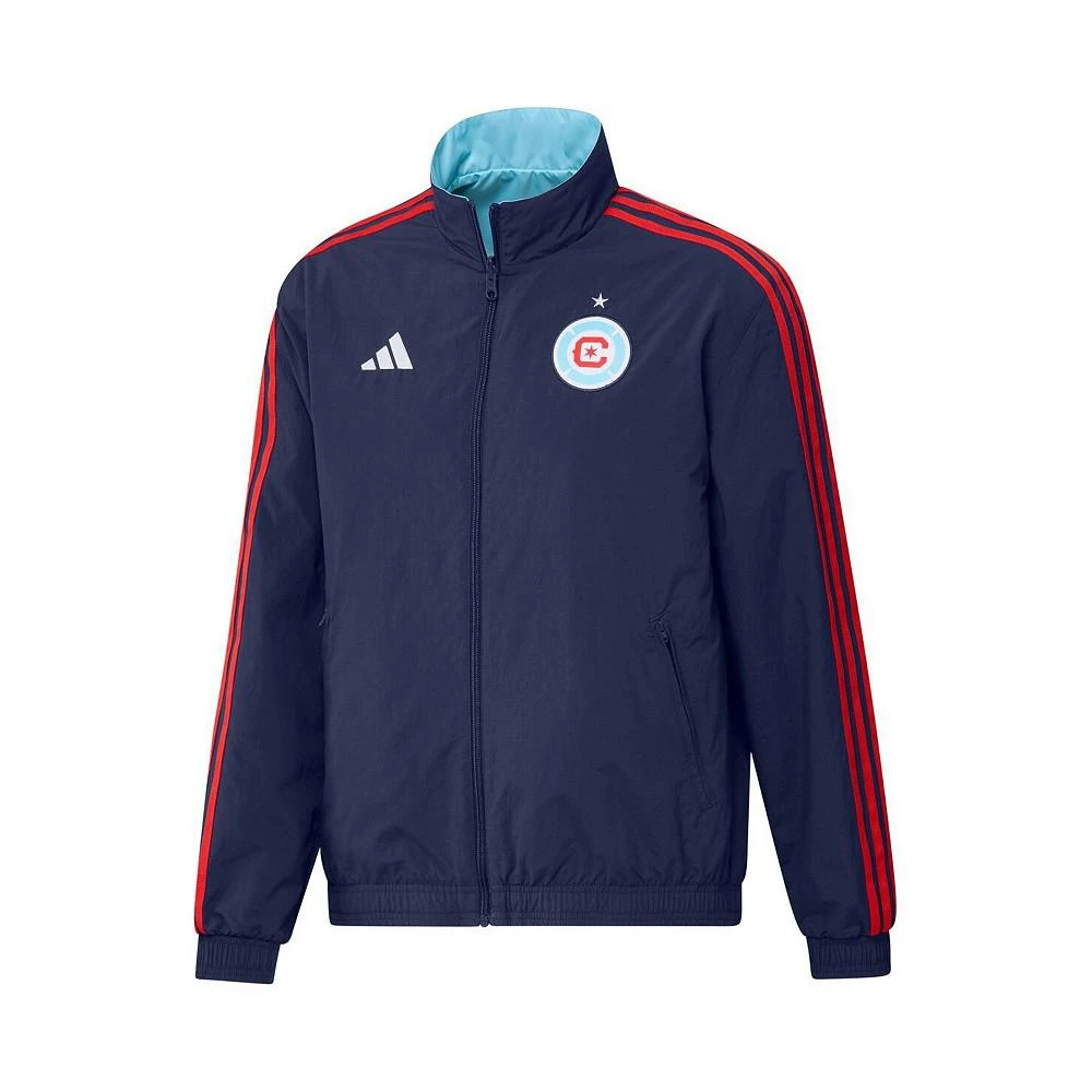 商品Adidas|Men's Navy and Light Blue Chicago Fire 2023 On-Field Anthem Full-Zip Reversible Team Jacket,价格¥805,第2张图片详细描述