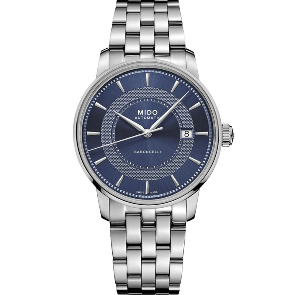 商品MIDO|Men's Swiss Automatic Baroncelli Signature Stainless Steel Bracelet Watch 39mm,价格¥7256,第1张图片