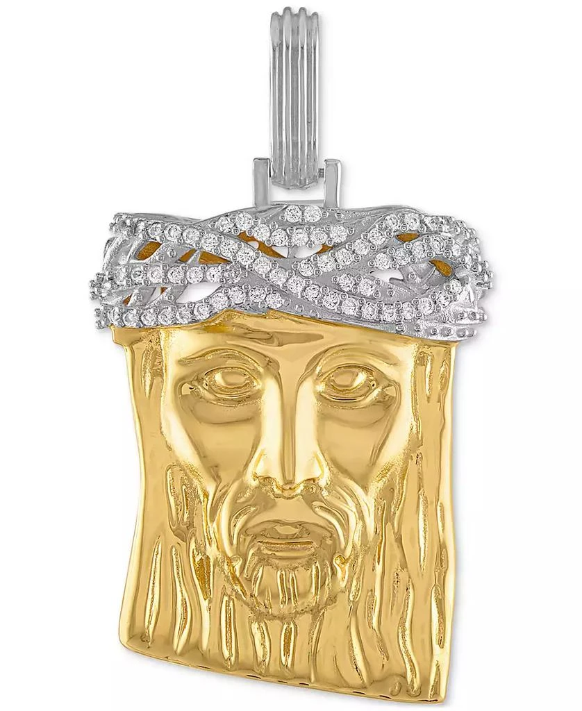 商品Esquire Men's Jewelry|Cubic Zirconia Jesus Portrait Pendant in Sterling Silver & 14k Gold-Plate, Created for Macy's,价格¥1294,第1张图片