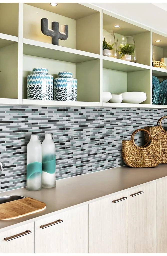 商品WALPLUS|Metallic Turquoise Mosaic Glossy 3D Metro Sticker Tiles Premium Wall Splashbacks Mosaics,价格¥323,第3张图片详细描述