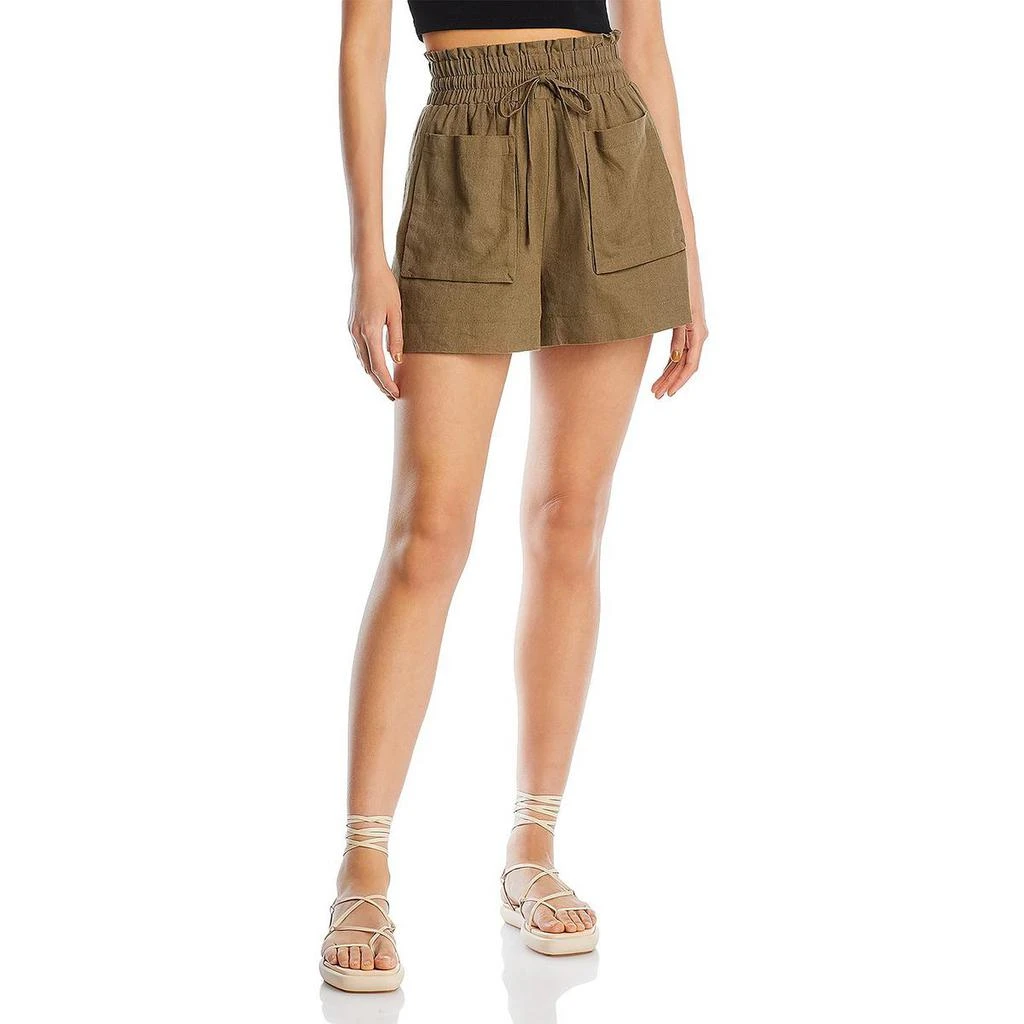 商品Avec Les Filles|Avec Les Filles Womens Linen Blend Smocked High-Waist Shorts,价格¥54,第1张图片