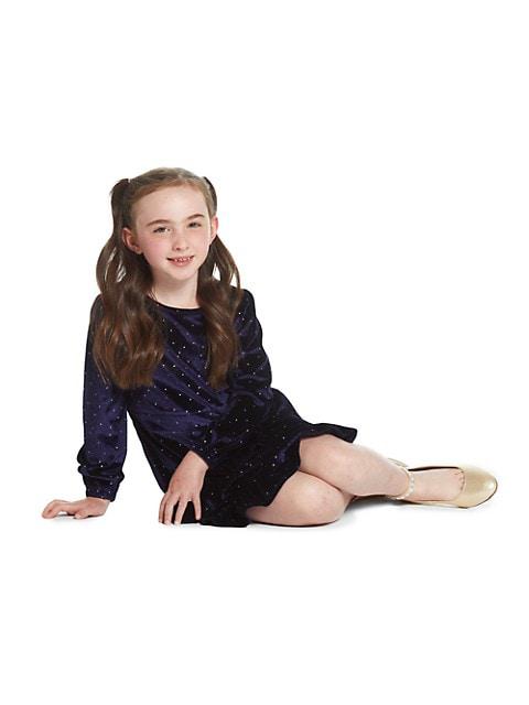 Little Girl's & Girl's Rhinestone Velvet Dress商品第4张图片规格展示