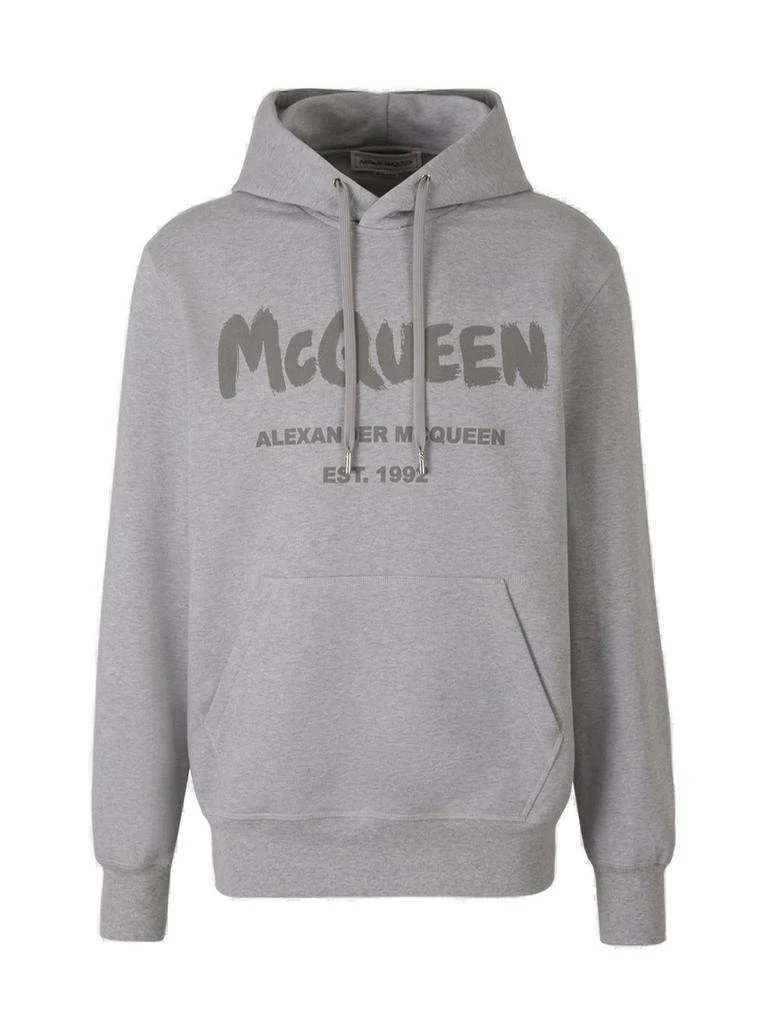 商品Alexander McQueen|Alexander McQueen Logo Print Drawstring Hoodie,价格¥4483,第1张图片