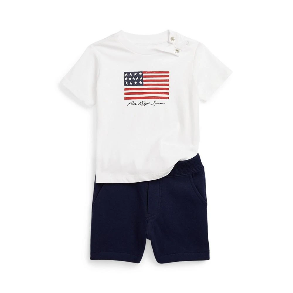 商品Ralph Lauren|Baby Boys Flag T Shirt and Shorts, 2 Piece Set,价格¥182,第1张图片