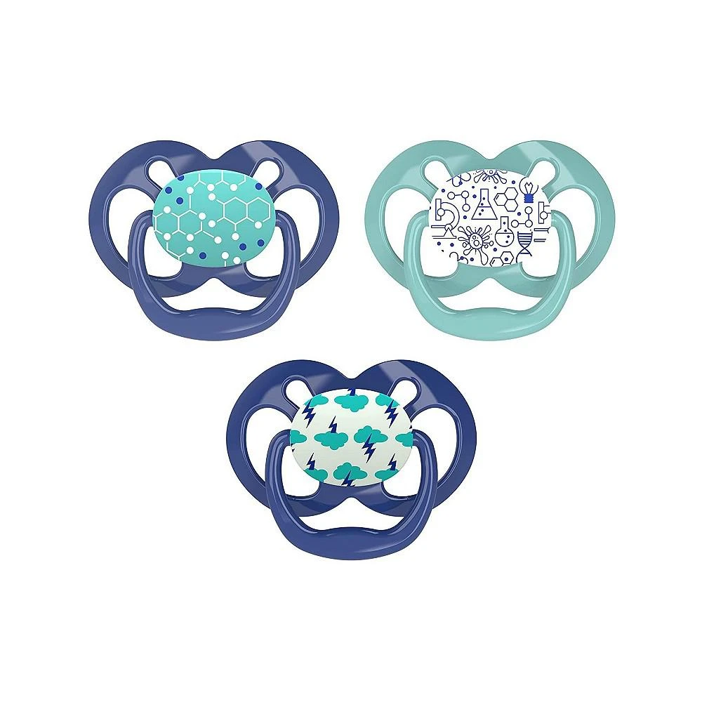 商品Dr. Browns|Advantage Symmetrical Pacifier, Blue, Glow in the Dark, 3 Pack, 6-18m,价格¥131,第1张图片