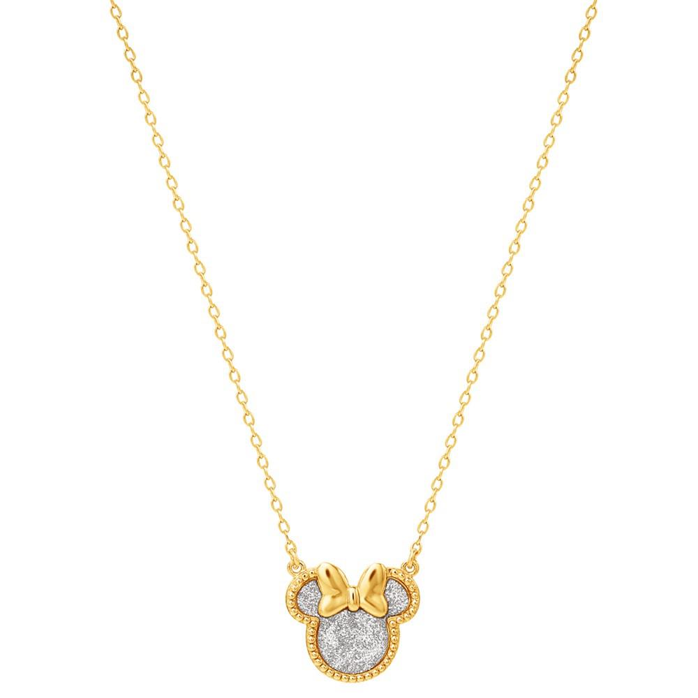 Minnie Mouse Glitter 18" Pendant Necklace in 18k Gold-Plated Sterling Silver商品第2张图片规格展示