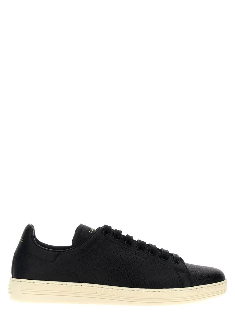 商品Tom Ford|Logo Leather Sneakers White/Black,价格¥4116,第1张图片