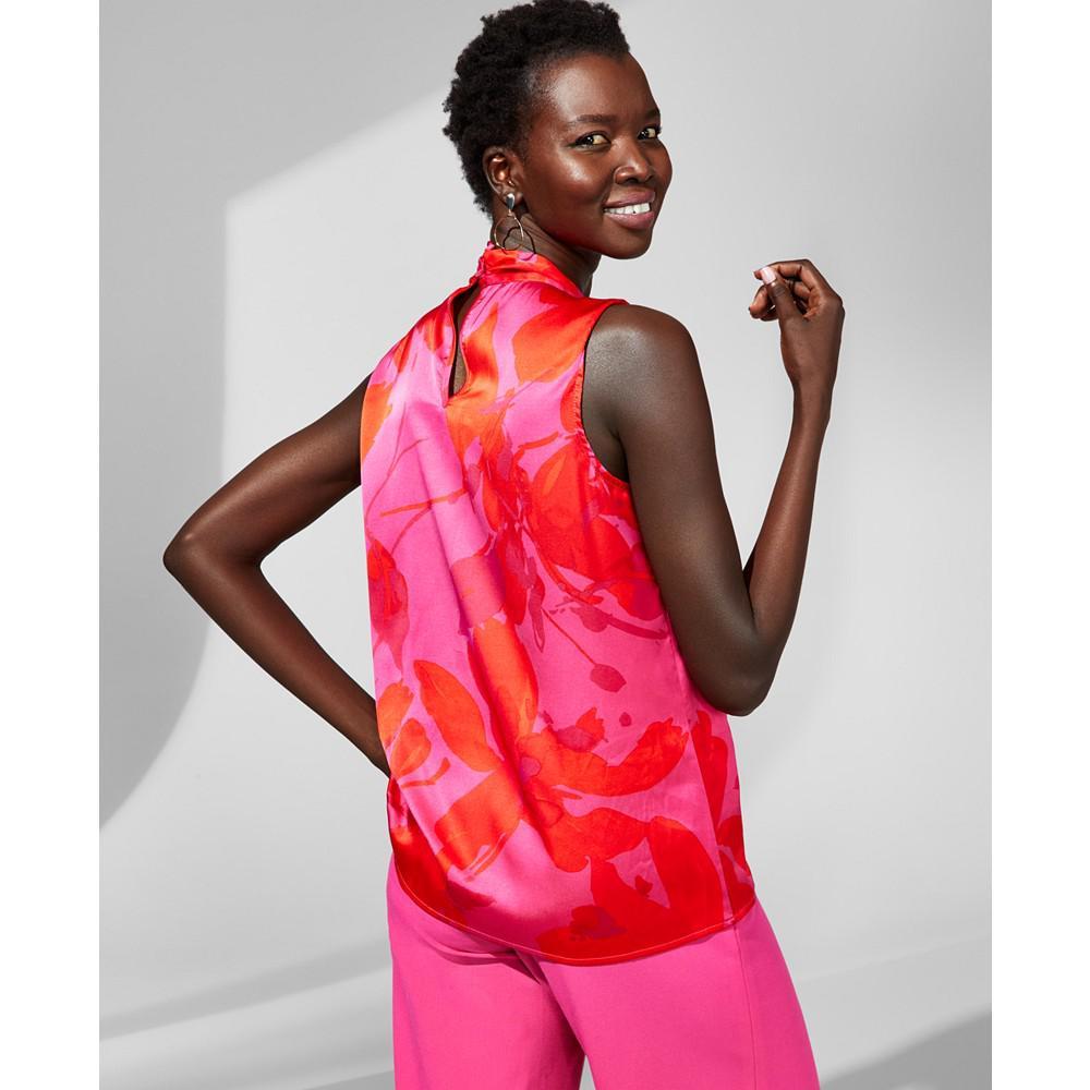 商品Tahari|Women's Printed Sleeveless Bow-Neck Blouse,价格¥496,第4张图片详细描述