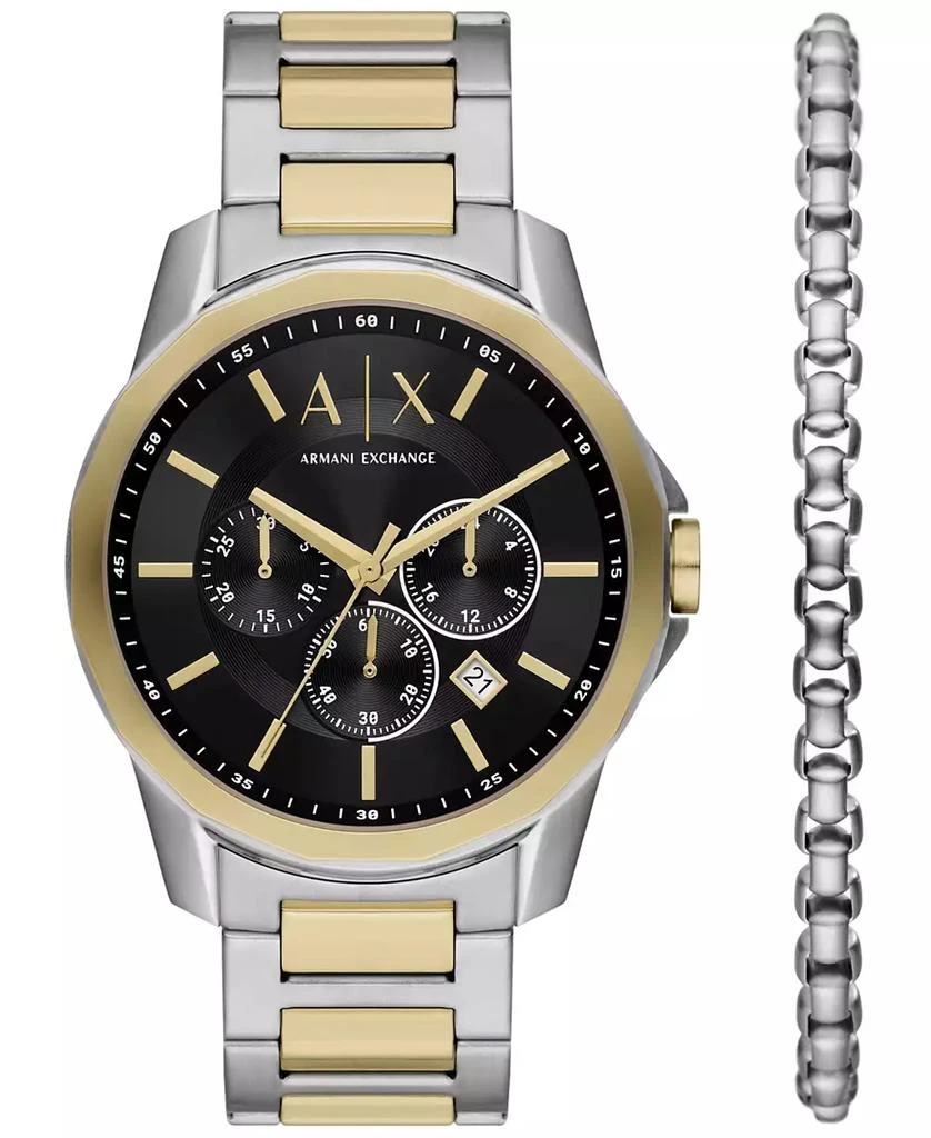 商品Armani Exchange|Men's Quartz Chronograph Multi Stainless Steel Watch 44mm Set, 2 Pieces,价格¥1256,第1张图片