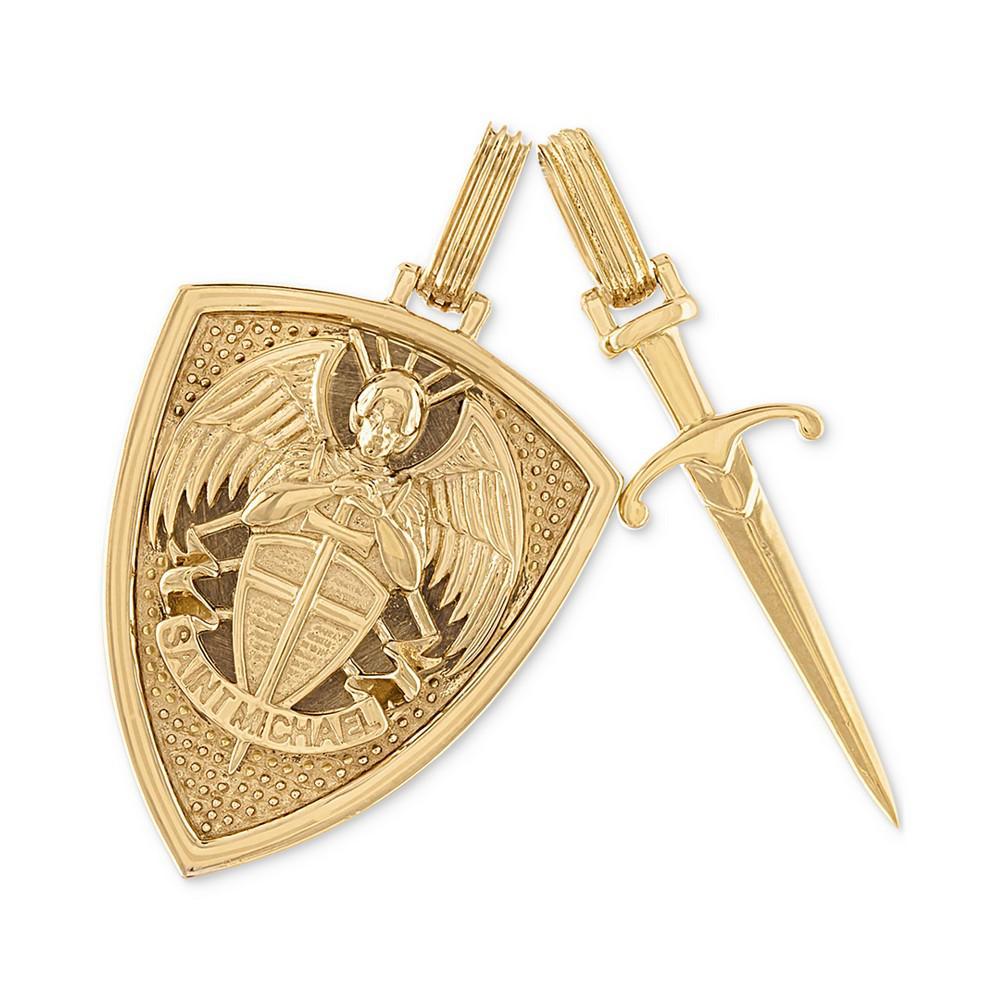 商品Esquire Men's Jewelry|2-Pc. Set Saint Michael Shield & Sword Amulet Pendants in 14k Gold-Plated Sterling Silver, Created for Macy's,价格¥2684,第1张图片