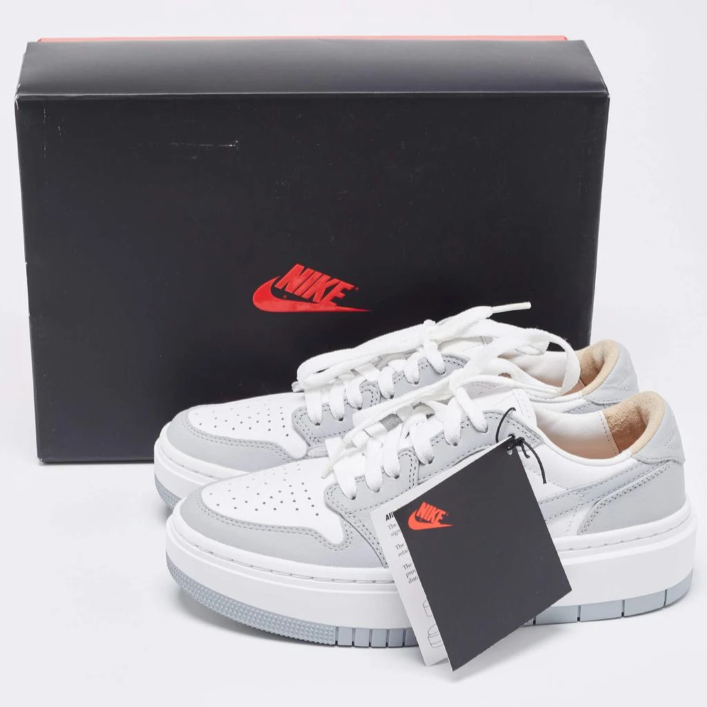 Air Jordans Grey/White Leather Elevate Air Jordan 1 Low Top Sneakers Size 38 商品