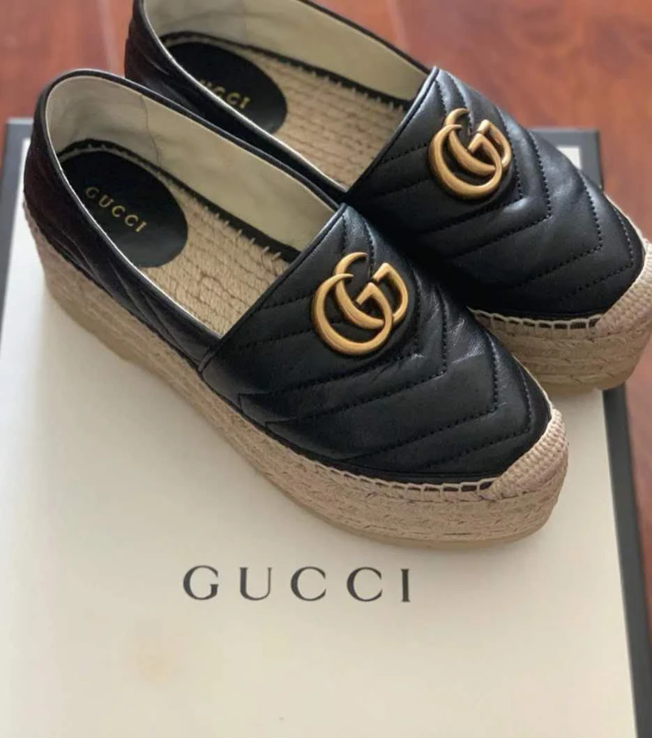 商品Gucci|Gucci 女士休闲鞋 551884BKO001000 黑色,价格¥3996,第5张图片详细描述